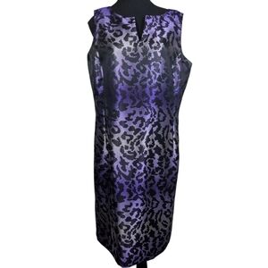 Nygard Collecrion Purple and Black Midi Dress With Leopard Print Size 12